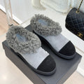 CC 25s  Furry Snow Boots Gray Black Suede Wool 512062